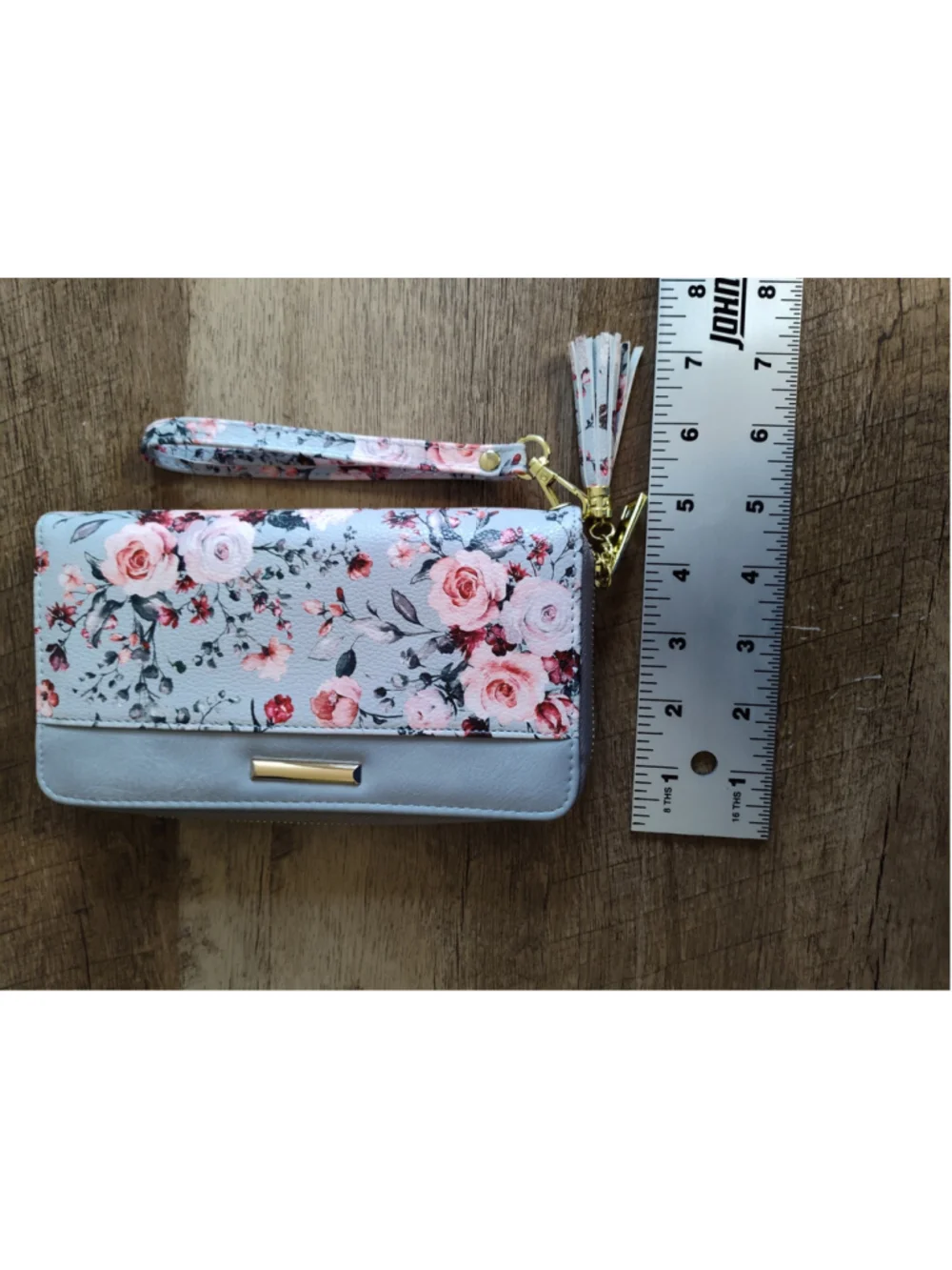 Women's Unbranded Floral Print Wristlet Wallet, One Size, Blue and Pink